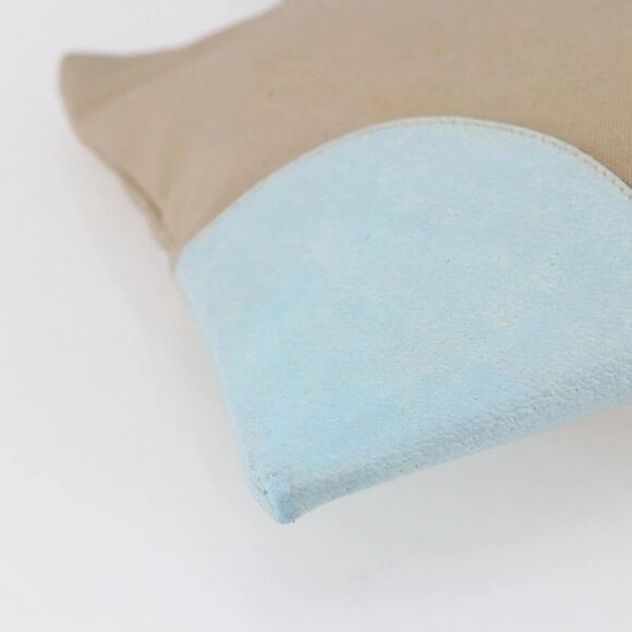 PRADA Tote Bag Canvas Leather Beige Light Blue - Picture 10 of 15